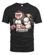 Punch 2030 Angry Gorilla Graphic T Shirt Funny Strong Ape Tee - black t-shirt on white background