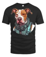 Tactical Pitbull Dog Graphic T Shirt Cool Guard Dog Streetwear Tee - black t-shirt on white background