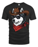 Cool Cowboy Husky Dog Graphic T Shirt Western Sunglasses Tee - black t-shirt on white background