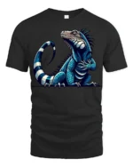 Cool Blue Iguana Lizard Graphic T Shirt Exotic Reptile Art Tee - black t-shirt on white background