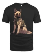 Tactical German Shepherd Dog Graphic T Shirt Military K9 Style Tee - black t-shirt on white background