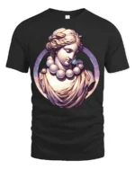 Aesthetic Classical Statue Marble Goddess Vaporwave Art Graphic T Shirt - black t-shirt on white background