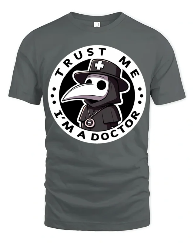 Trust Me Im A Doctor Plague Mask Funny Halloween Graphic T Shirt - gray t-shirt on white background