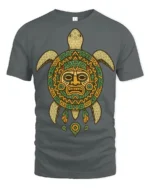 Tribal Sea Turtle Aztec Pattern Ancient Style Graphic T Shirt - gray t-shirt on white background