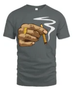 Cool Hand Smoking Blunt Street Style Urban Graphic T Shirt - gray t-shirt on white background