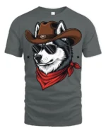 Cool Cowboy Husky Dog Graphic T Shirt Western Sunglasses Tee - gray t-shirt on white background