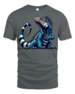 Cool Blue Iguana Lizard Graphic T Shirt Exotic Reptile Art Tee - gray t-shirt on white background