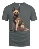 Tactical German Shepherd Dog Graphic T Shirt Military K9 Style Tee - gray t-shirt on white background
