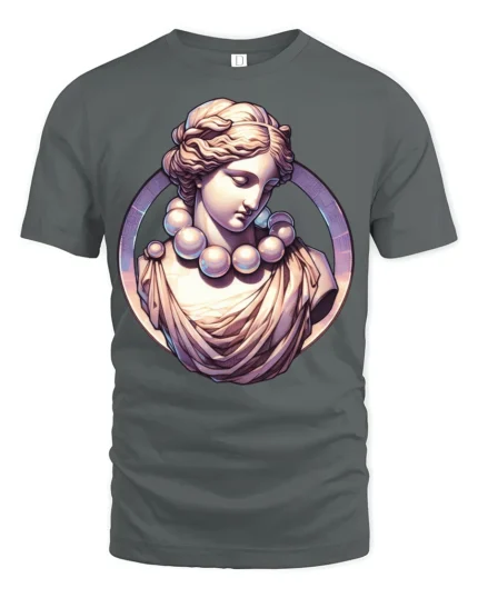 Aesthetic Classical Statue Marble Goddess Vaporwave Art Graphic T Shirt - gray t-shirt on white background