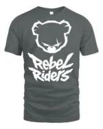Rebel Riders Bear Graphic T Shirt Streetwear Bold Urban Style Tee - gray t-shirt on white background