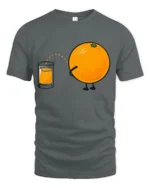 Funny Orange Juice Pee Humor Graphic T Shirt Silly Cartoon Tee - gray t-shirt on white background