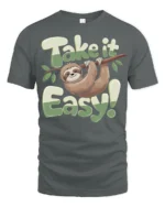 Take It Easy Sloth Funny Relaxing Cute Animal Graphic T Shirt - gray t-shirt on white background