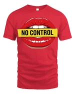 No Control Lips Graphic T Shirt Bold Attitude Pop Art Style Tee - red t-shirt on white background