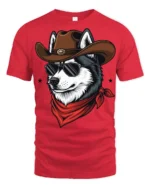 Cool Cowboy Husky Dog Graphic T Shirt Western Sunglasses Tee - red t-shirt on white background