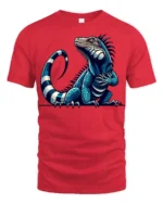 Cool Blue Iguana Lizard Graphic T Shirt Exotic Reptile Art Tee - red t-shirt on white background