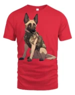 Tactical German Shepherd Dog Graphic T Shirt Military K9 Style Tee - red t-shirt on white background