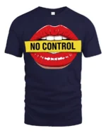No Control Lips Graphic T Shirt Bold Attitude Pop Art Style Tee - navy t-shirt on white background