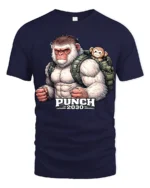 Punch 2030 Angry Gorilla Graphic T Shirt Funny Strong Ape Tee - navy t-shirt on white background
