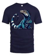 Cool Blue Iguana Lizard Graphic T Shirt Exotic Reptile Art Tee - navy t-shirt on white background