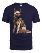 Tactical German Shepherd Dog Graphic T Shirt Military K9 Style Tee - navy t-shirt on white background