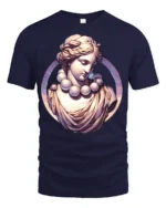 Aesthetic Classical Statue Marble Goddess Vaporwave Art Graphic T Shirt - navy t-shirt on white background