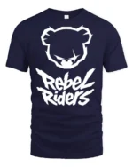 Rebel Riders Bear Graphic T Shirt Streetwear Bold Urban Style Tee - navy t-shirt on white background