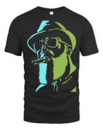 Cool Bearded Cowboy Smoking Cigar Graphic T Shirt - black t-shirt on white background