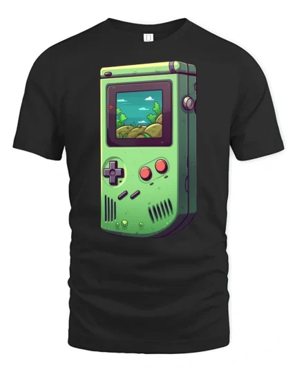 Retro Handheld Game Console Graphic T Shirt Vintage Gamer - black t-shirt on white background