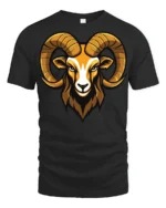 Bold Ram Head Graphic T Shirt Fierce Animal Style Tee - black t-shirt on white background