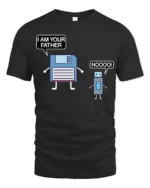 Funny Floppy Disk I Am Your Father Tech Meme T Shirt - black t-shirt on white background