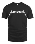Marijuana Rock Style Lightning Font Graphic T Shirt Tee - black t-shirt on white background