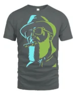 Cool Bearded Cowboy Smoking Cigar Graphic T Shirt - gray t-shirt on white background