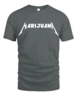 Marijuana Rock Style Lightning Font Graphic T Shirt Tee - gray t-shirt on white background