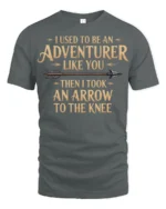 Funny I Used To Be An Adventurer Arrow Knee T Shirt - gray t-shirt on white background