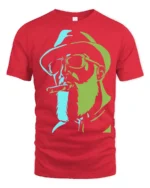 Cool Bearded Cowboy Smoking Cigar Graphic T Shirt - red t-shirt on white background