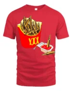 Funny Ammo Fries And Ketchup Graphic T Shirt Dark Humor - red t-shirt on white background