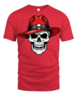 Skull With Red Hat Graphic T Shirt Cool Gothic Style Tee - red t-shirt on white background