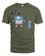 Funny Floppy Disk I Am Your Father Tech Meme T Shirt - military green t-shirt on white background