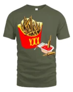 Funny Ammo Fries And Ketchup Graphic T Shirt Dark Humor - military green t-shirt on white background