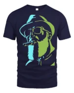 Cool Bearded Cowboy Smoking Cigar Graphic T Shirt - navy t-shirt on white background