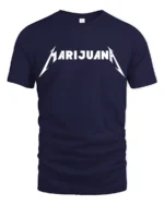 Marijuana Rock Style Lightning Font Graphic T Shirt Tee - navy t-shirt on white background