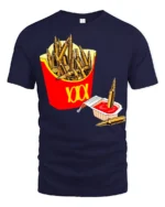 Funny Ammo Fries And Ketchup Graphic T Shirt Dark Humor - navy t-shirt on white background
