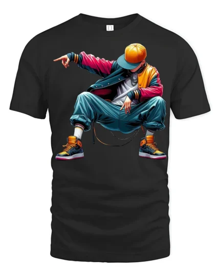 Hip Hop Street Dancer Urban Style Cool Graphic T Shirt - black t-shirt on white background