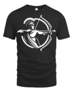 Ancient Greek Archer Spartan Warrior Graphic Tee Shirt - black t-shirt on white background