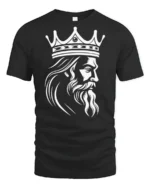 King Crown Beard Graphic Royal Power Minimalist T Shirt - black t-shirt on white background