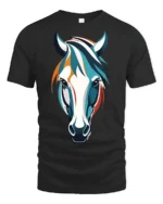 Colorful Horse Head Artistic Style Animal Graphic T Shirt - black t-shirt on white background