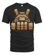 Tactical Military Vest Graphic Combat Style Gear T Shirt - black t-shirt on white background
