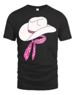 Cute Cowgirl Hat With Pink Bandana Western Style T Shirt - black t-shirt on white background