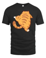 Funny Chubby Cat Butt Wiggle Cute Cartoon Graphic T Shirt - black t-shirt on white background