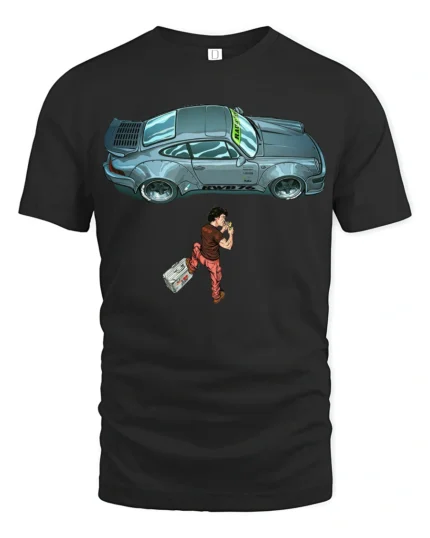 Retro Sports Car Traveler Adventure Cool Graphic T Shirt - black t-shirt on white background